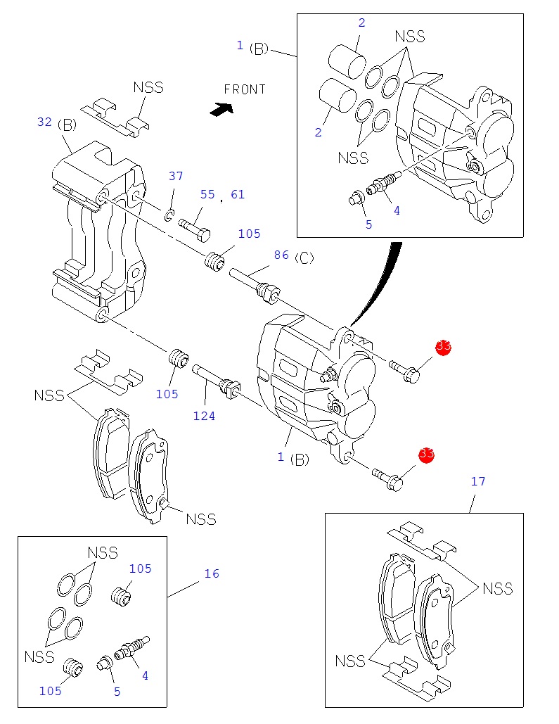 まっしゅ① Śruba mocująca zacisku hamulcowego przedniego ISUZU D-MAX
